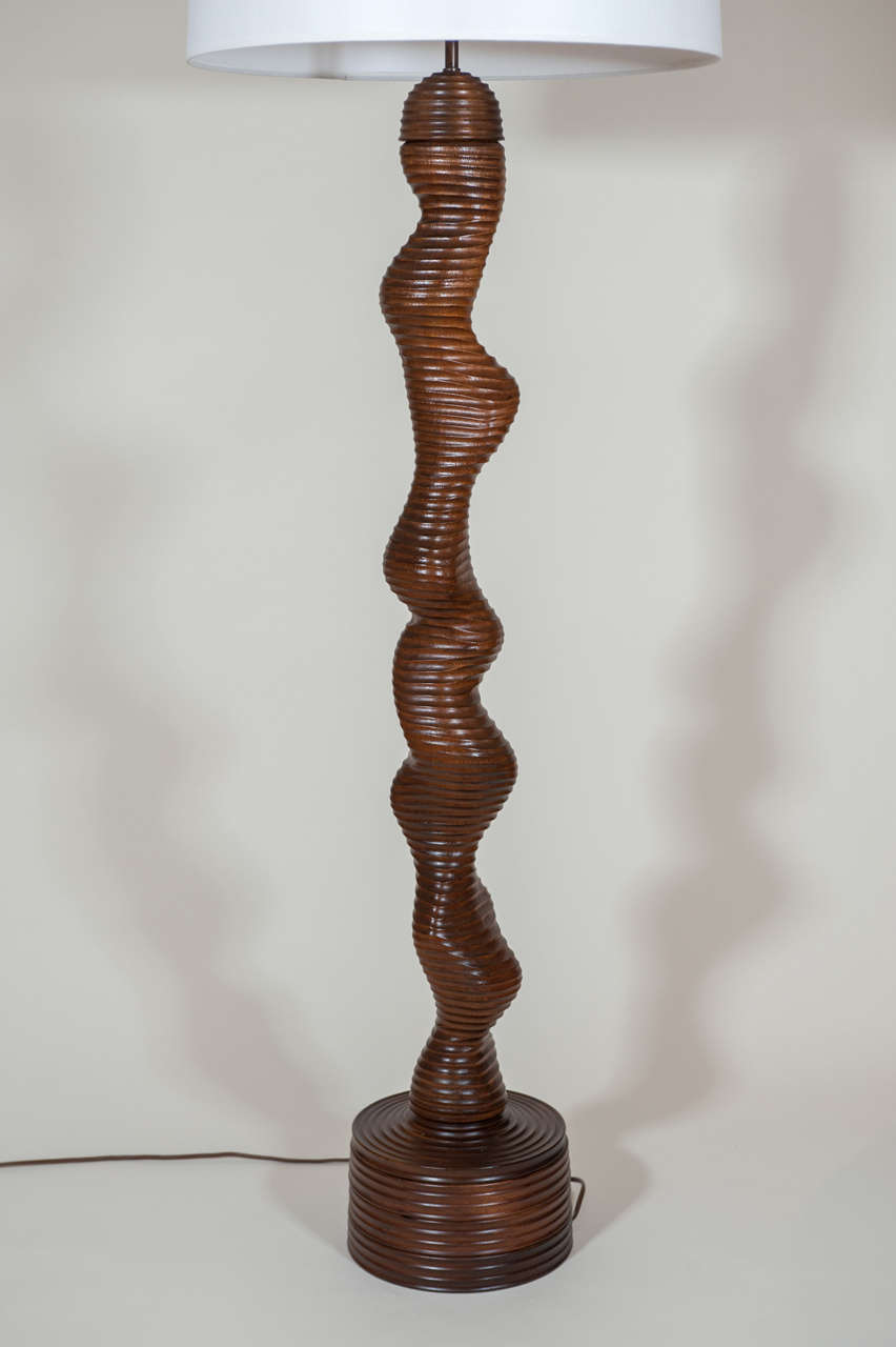 French Wood Floor Lamp after Alexandre Noll 1