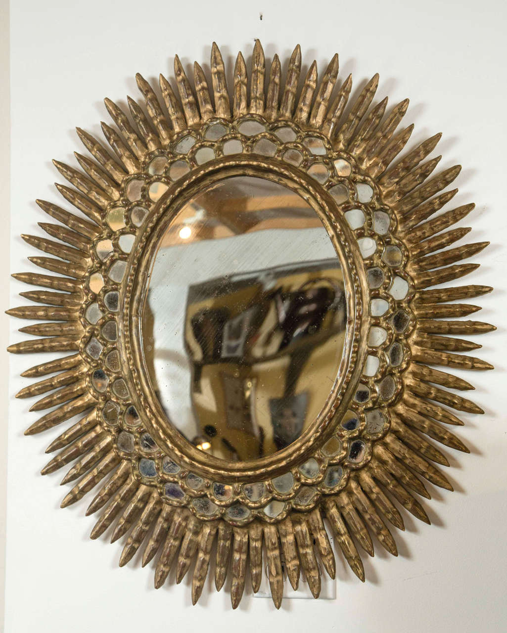 Peruvian gilt wood sunburst mirror