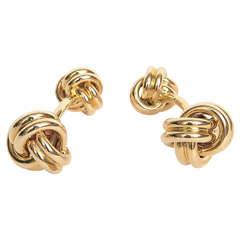 Pair of Double "Love Knot" 14K Gold Cufflinks, circa 1950