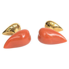 Pair of 18-Karat Gold and Carnelian Cufflinks by Tiffany, circa 1970