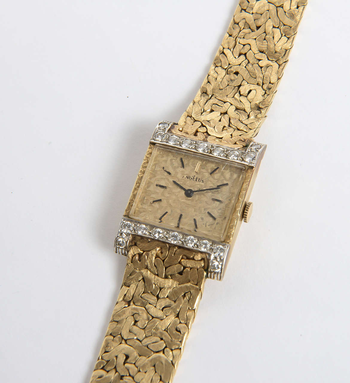 Gold Gentlemen's 14K and Diamond Angelus Watch, circa 1950