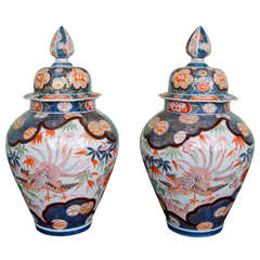 Elegant Pair of Continental Imari Style Vases, circa 1850