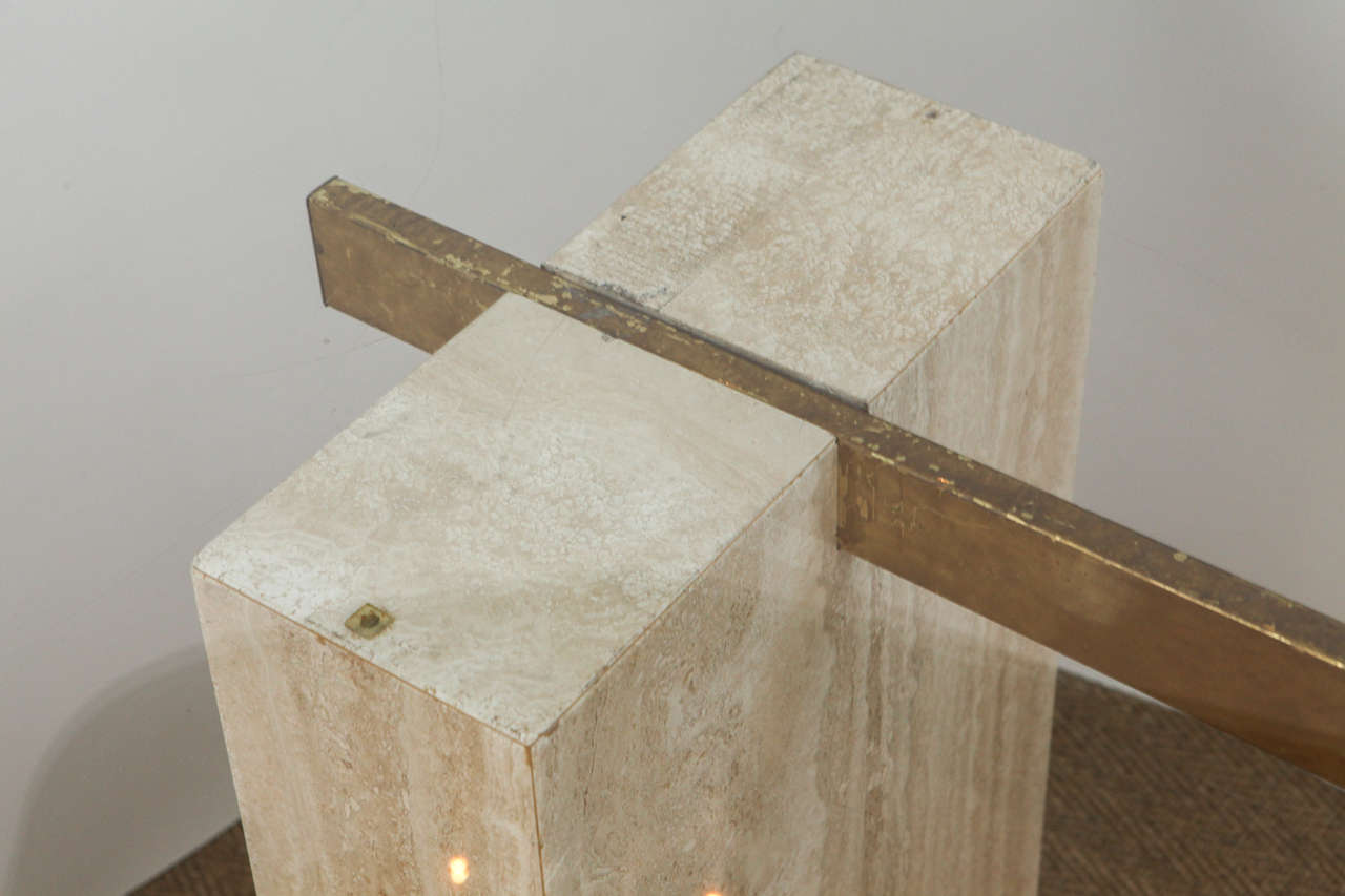 Travertine and Glass Dining Table 4