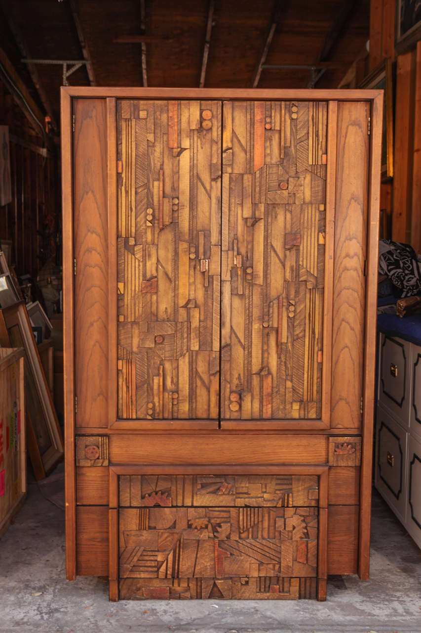 Brutalist Armoire in the Style of Paul Evans