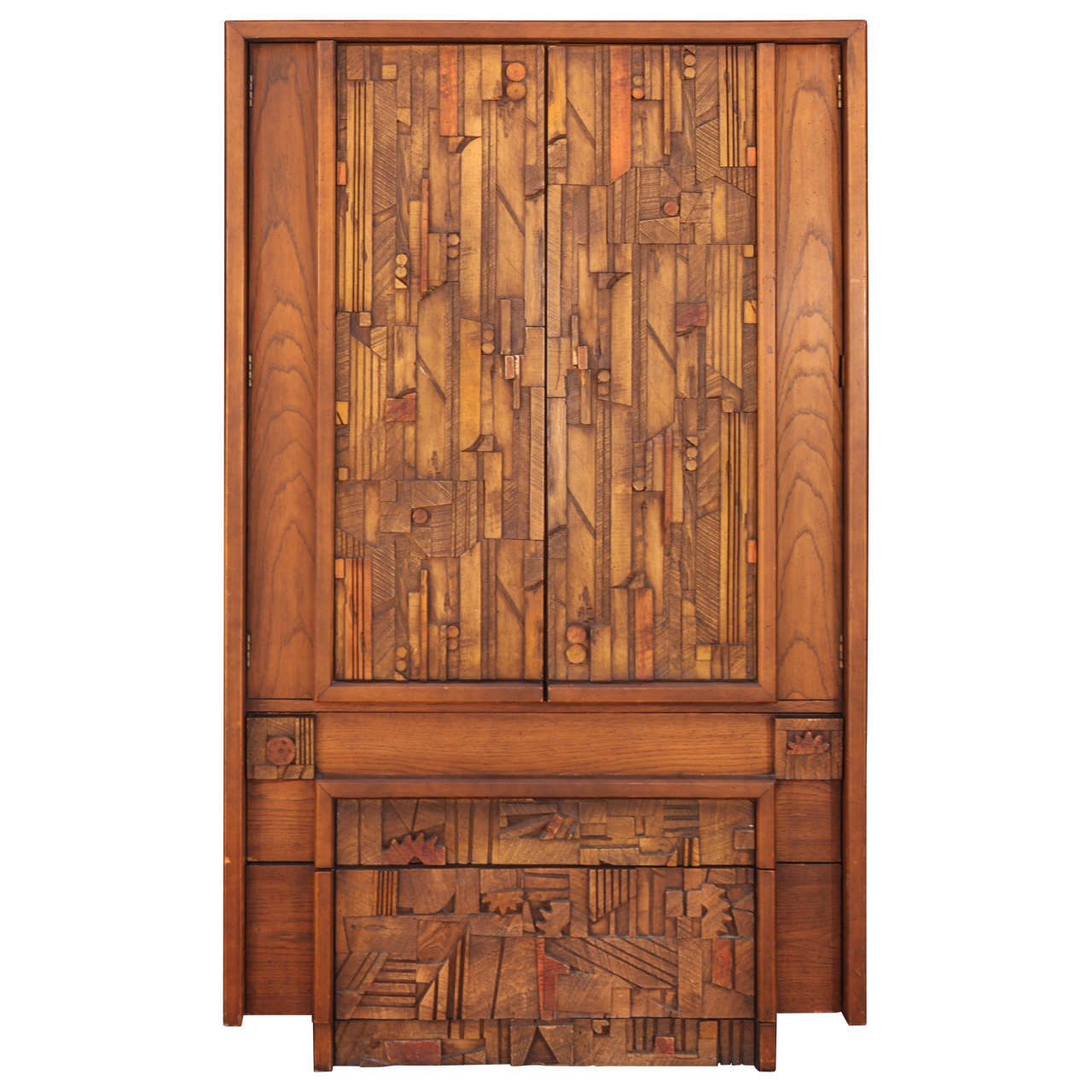 Brutalist Armoire in the Style of Paul Evans For Sale