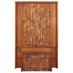 Brutalist Armoire in the Style of Paul Evans