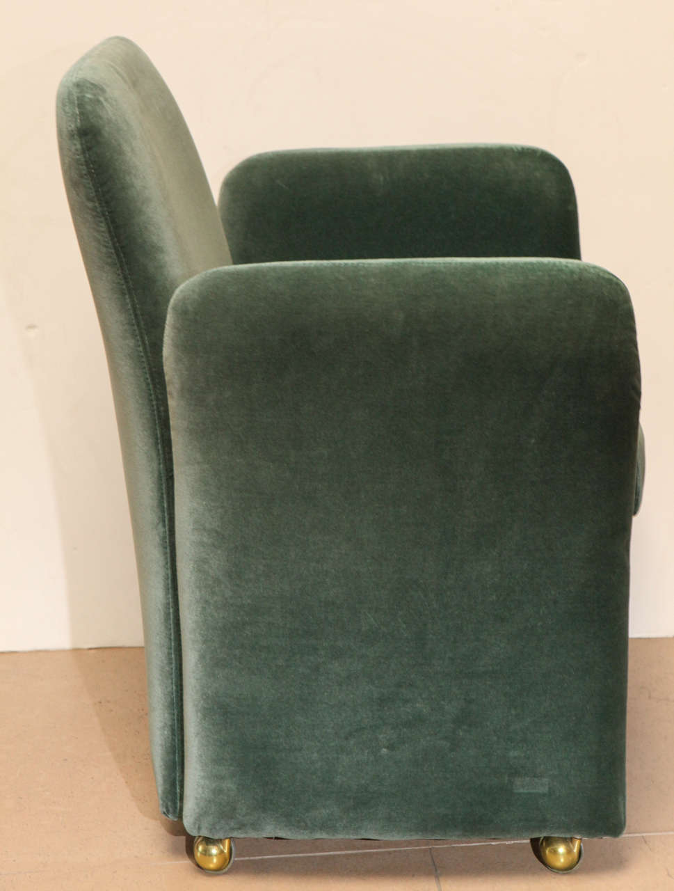 Velvet Set of Six Upholstered Green Pace Chairs