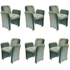 Set of Six Upholstered Green Pace Chairs