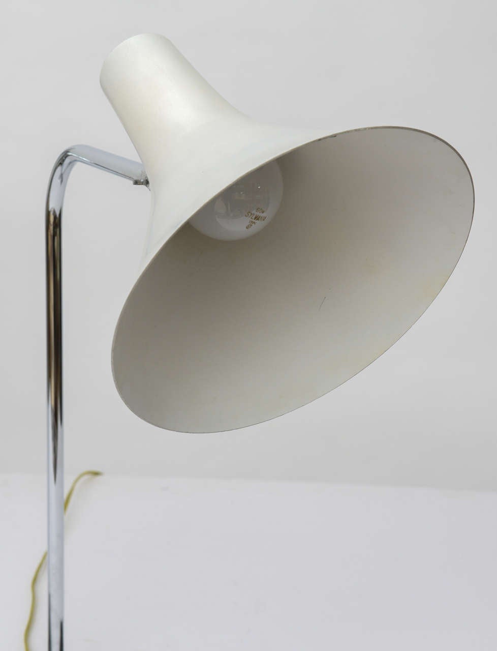 Aluminum 1960's Nessen Studios Polished Chrome and White Enamel Double Arm Desk Lamp