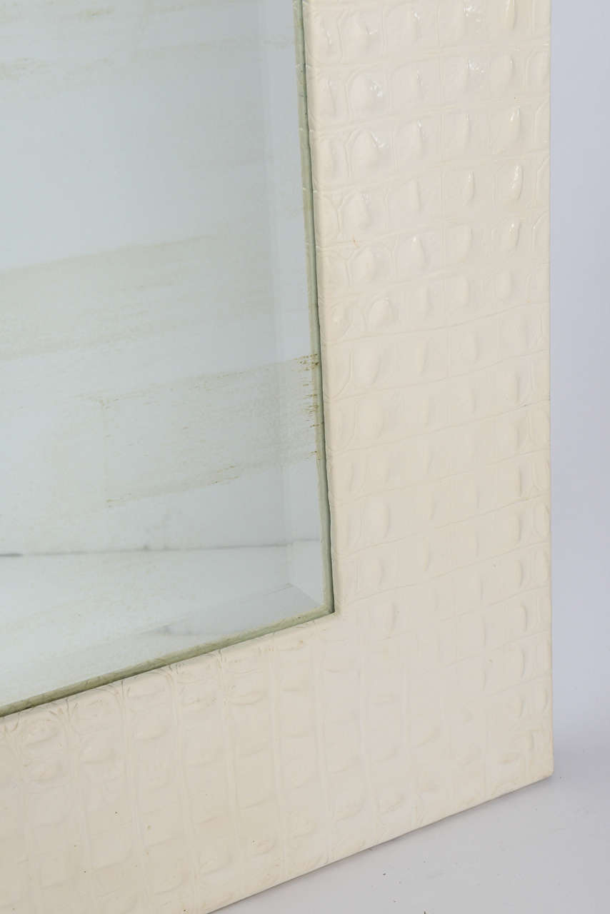 American Karl Springer Mirror in Crocodile-Embossed Leather