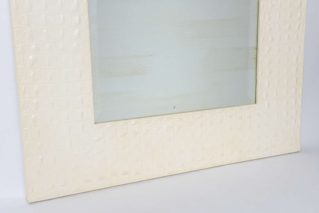 Karl Springer Mirror in Crocodile-Embossed Leather In Good Condition In North Miami, FL