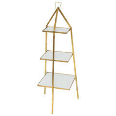 Diminutive Brass and Milk Glass Etagere/Side Table