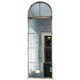 Antique Arched Steel Window with Mirrored Panels