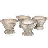 Set of Four Mid-Century Modern Cast Stone Pots