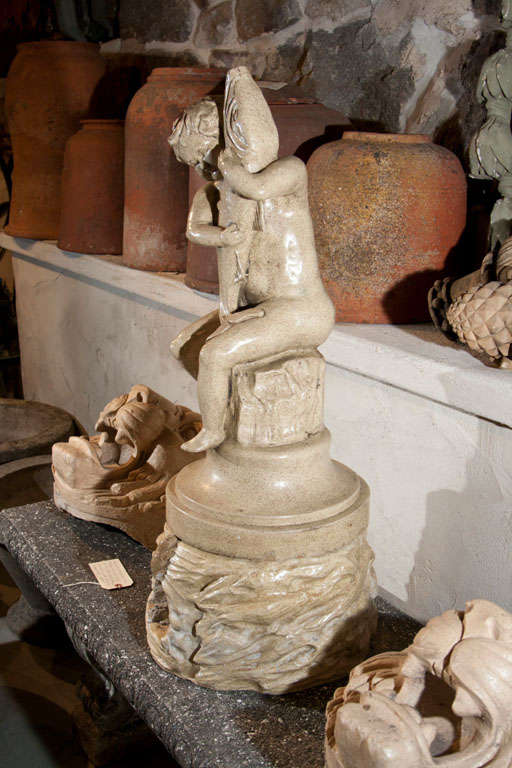 Hand-Crafted Early 20th Century English Salt-Glazed Terracotta Fountain For Sale