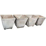 Four Large Grey Cast Stone Tree Pots