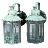 Vintage Charming Pair of Wall Mounted Copper Lanterns