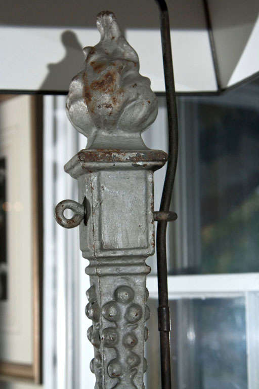 Pair of French Cast Iron Flame Lamps For Sale at 1stdibs
