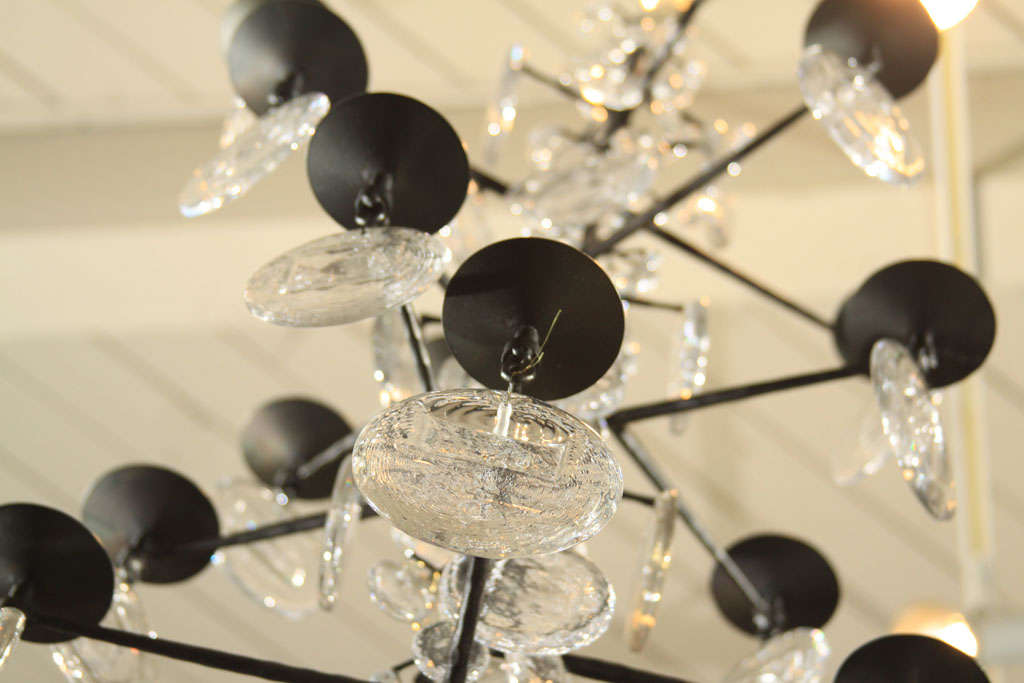 Erik Hoglund Blackened Iron and Pressed Glass Chandelier 2