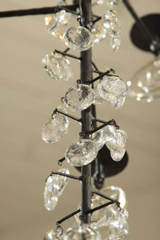 Erik Hoglund Blackened Iron and Pressed Glass Chandelier 3