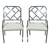 Pair of Chrome Chinese Chippendale Arm Chairs