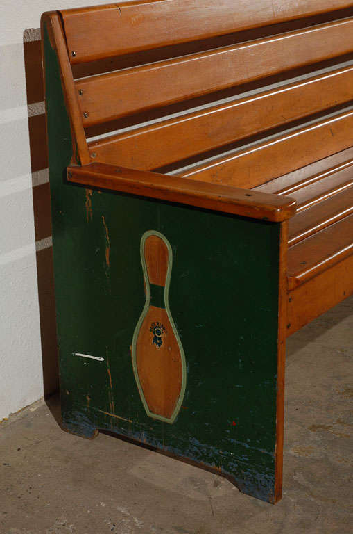 Mid-20th Century 9.5' 1940's American Maple Bowling Alley Bench
