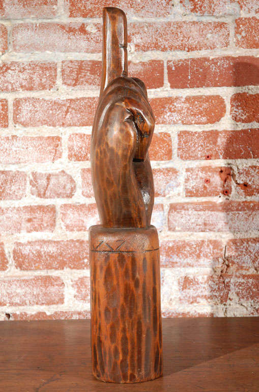 Folk Art Large Masonic Carved Wood Lodge Hand