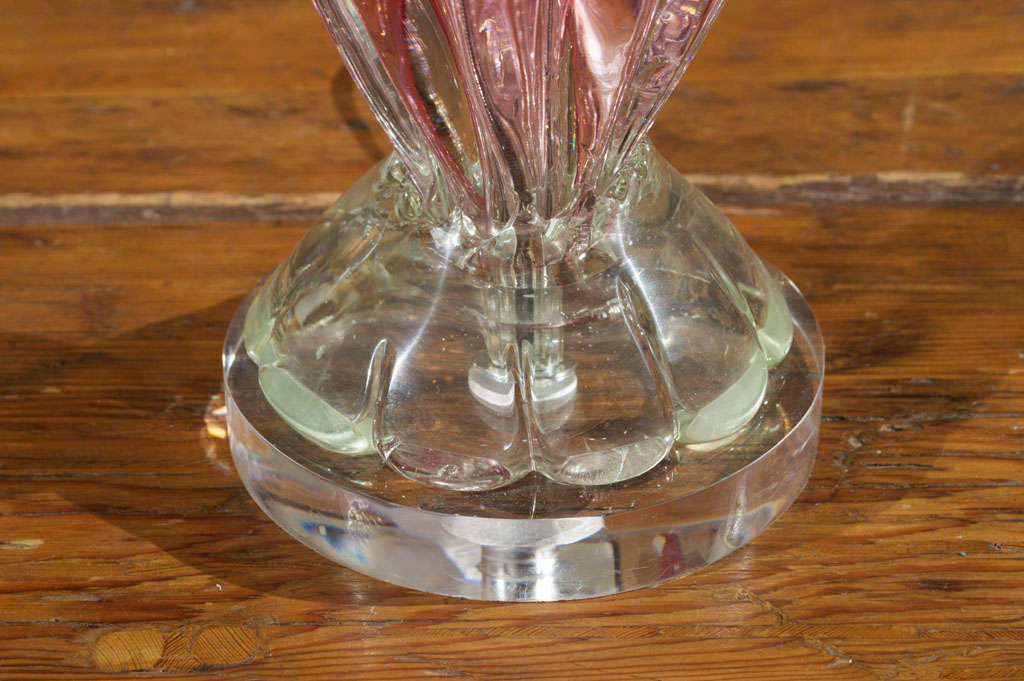 Cranberry Murano Solid Glass Base as Lamp In Excellent Condition In San Francisco, CA