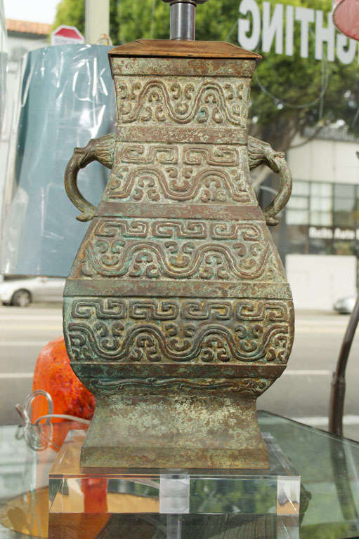 Pair, Antique Asian (Thai) Bronze Jars as Lamps 3