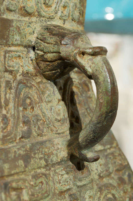 Pair, Antique Asian (Thai) Bronze Jars as Lamps 5