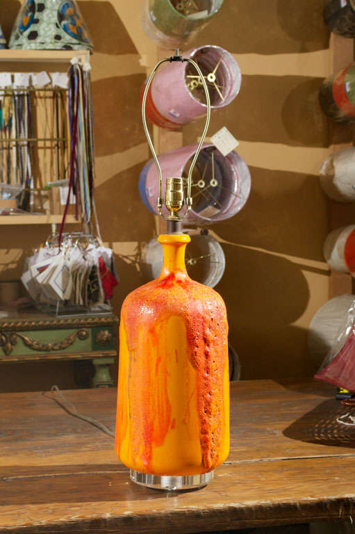 Orange and Red Lava Glass Table Lamp