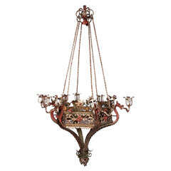 Iron Chandelier with Griffin Arms