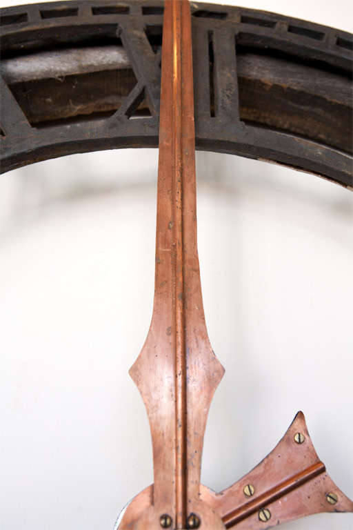 19th Century Clock Face with Copper Hands For Sale