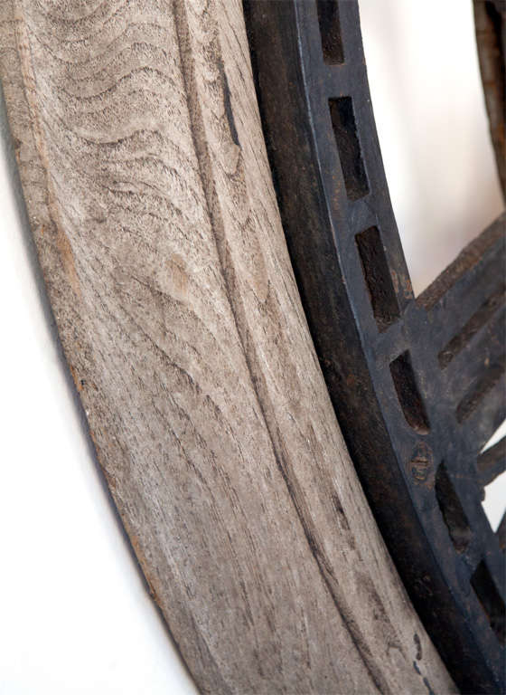 Oak Clock Face with Copper Hands For Sale