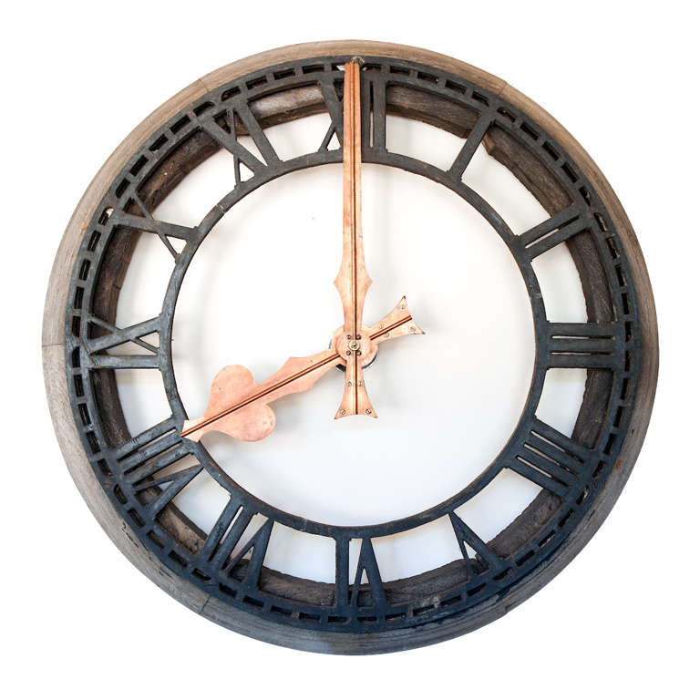 Clock Face with Copper Hands For Sale
