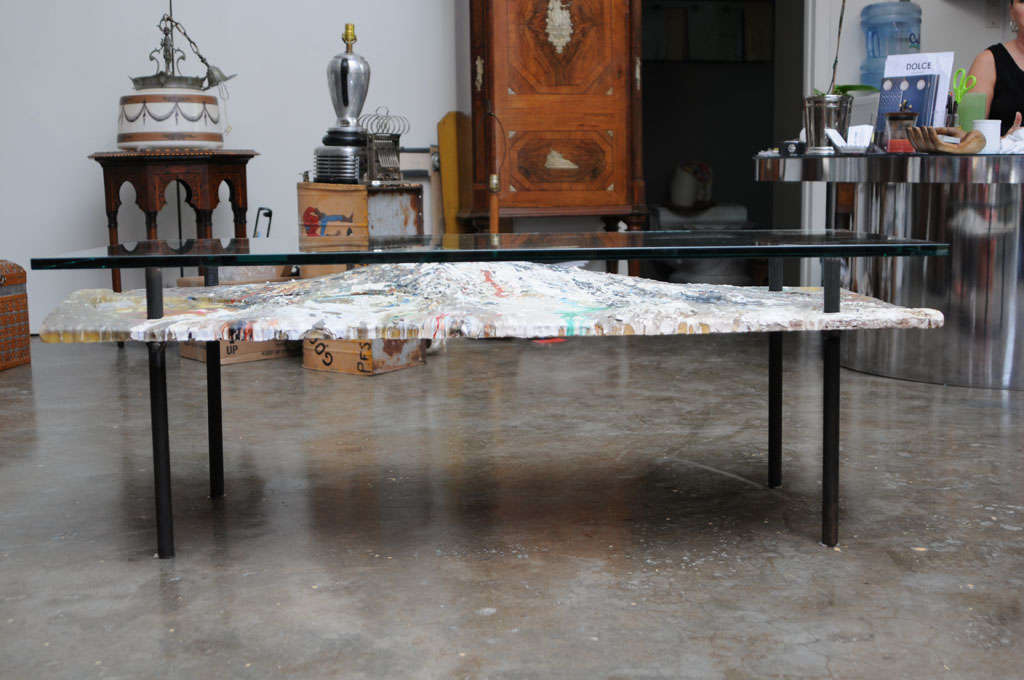 Folk Art Paint Splattered Coffee Table 1