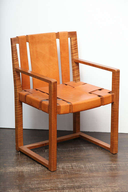 Leather Two Custom Designed Side Chairs by T.H. Robsjohn-Gibbings