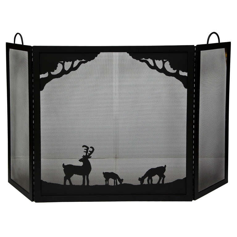 Sheet Metal Arts and Crafts Style Fireplace Screen For Sale