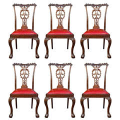 Antique Set Of 6 Chippendale  Reproduction Chairs