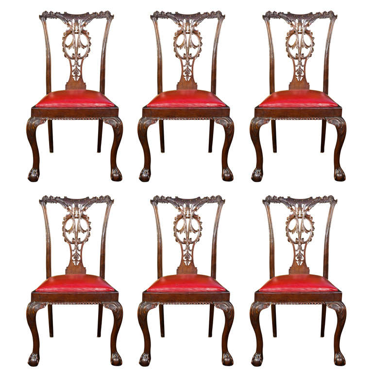 Set Of 6 Chippendale  Reproduction Chairs For Sale