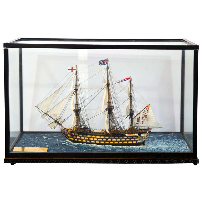 Encased  Model Of HMS Victory Ship For Sale