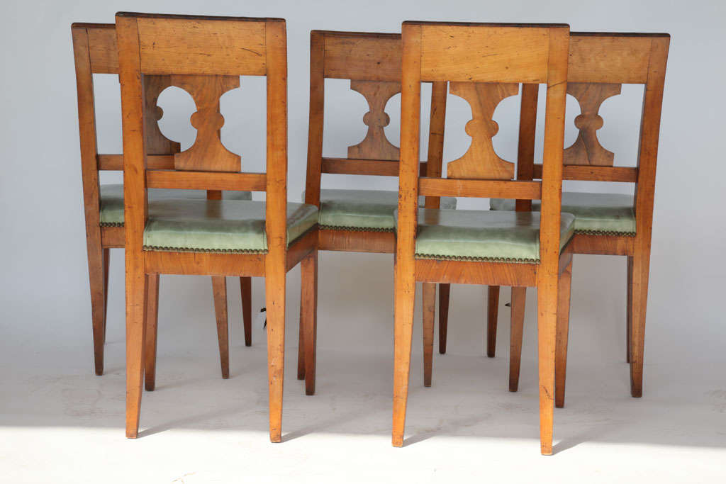 Set of 8 Biedermeier Fruitwood Side Chairs,
with vasiform backsplat