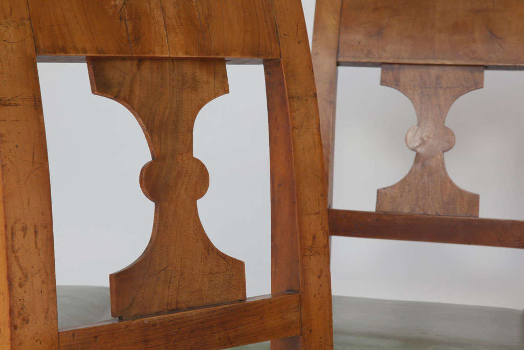 19th Century Biedermeier Fruitwood Side Chairs, Set of Eight