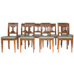 Biedermeier Fruitwood Side Chairs, Set of Eight