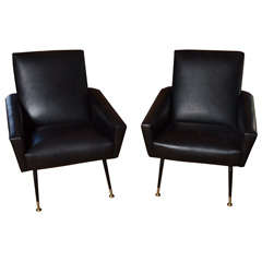 Pair of 1960's italian club chairs 9