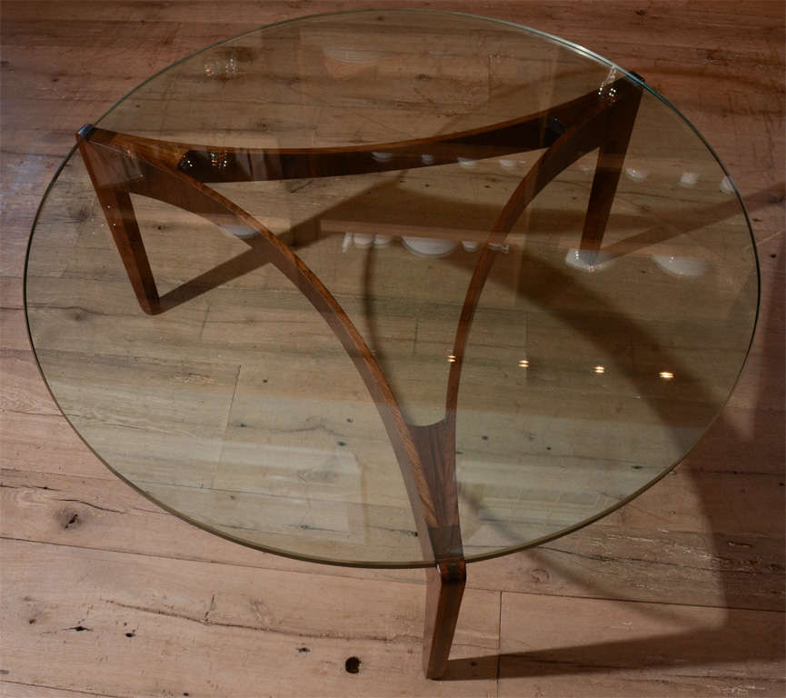 Beautiful Mid-Century rosewood coffee table with glass top by Sven Ellekaer