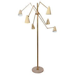 Italian Mid-century Floor Lamp With Ivory Shades