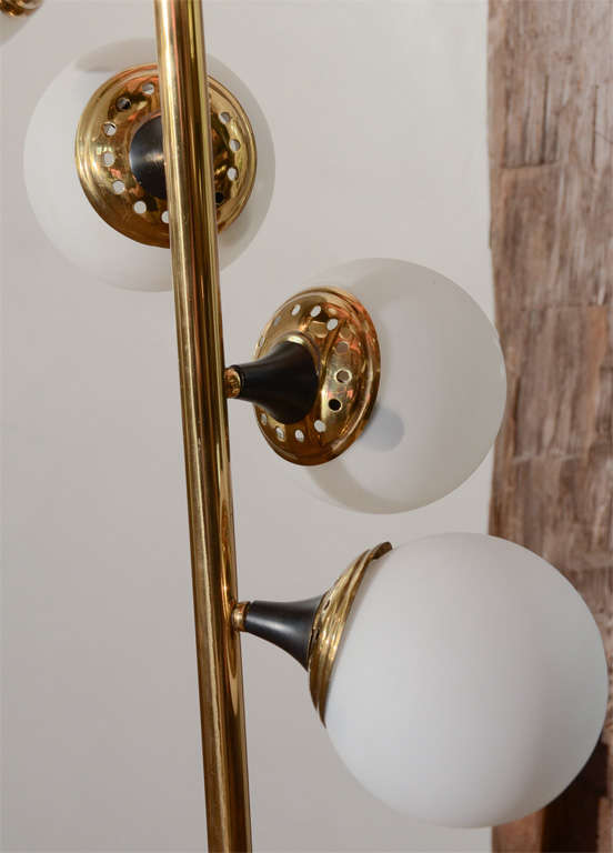 Stilnovo 1950s Floor Lamp with Opaque Glass Globes