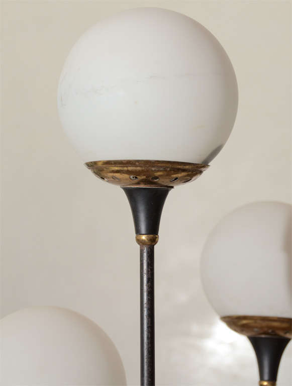 Marble Stilnovo Floor Lamp with Set of Six Opaque Globes