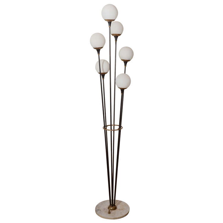 Stilnovo Floor Lamp with Set of Six Opaque Globes